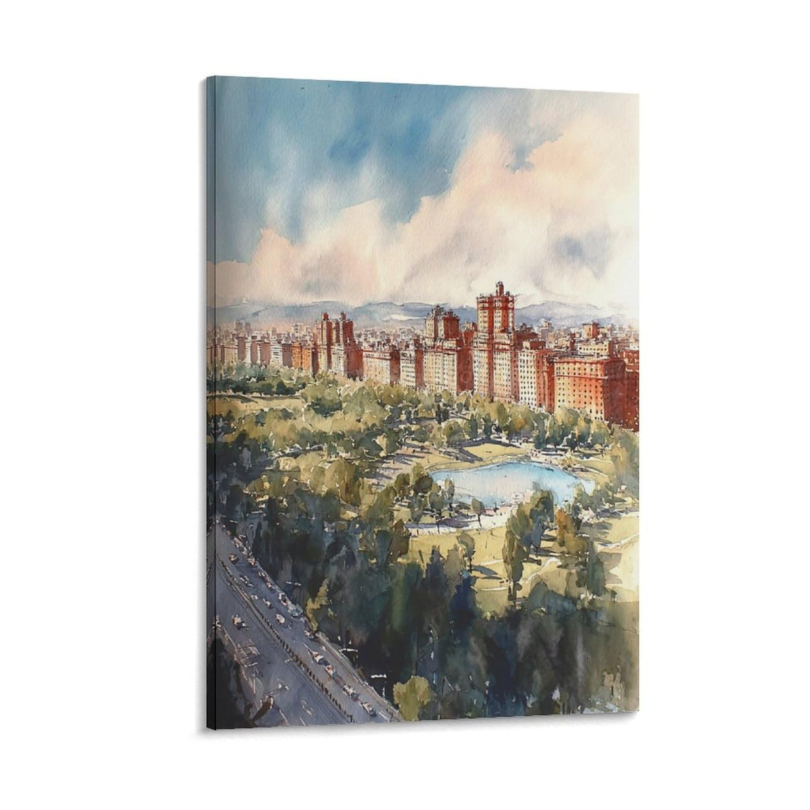 XWYMXZ Central Park Watercolor Print Manhattan Poster 20x30inch(50x75cm) Vintage Watercolor Canvas Art