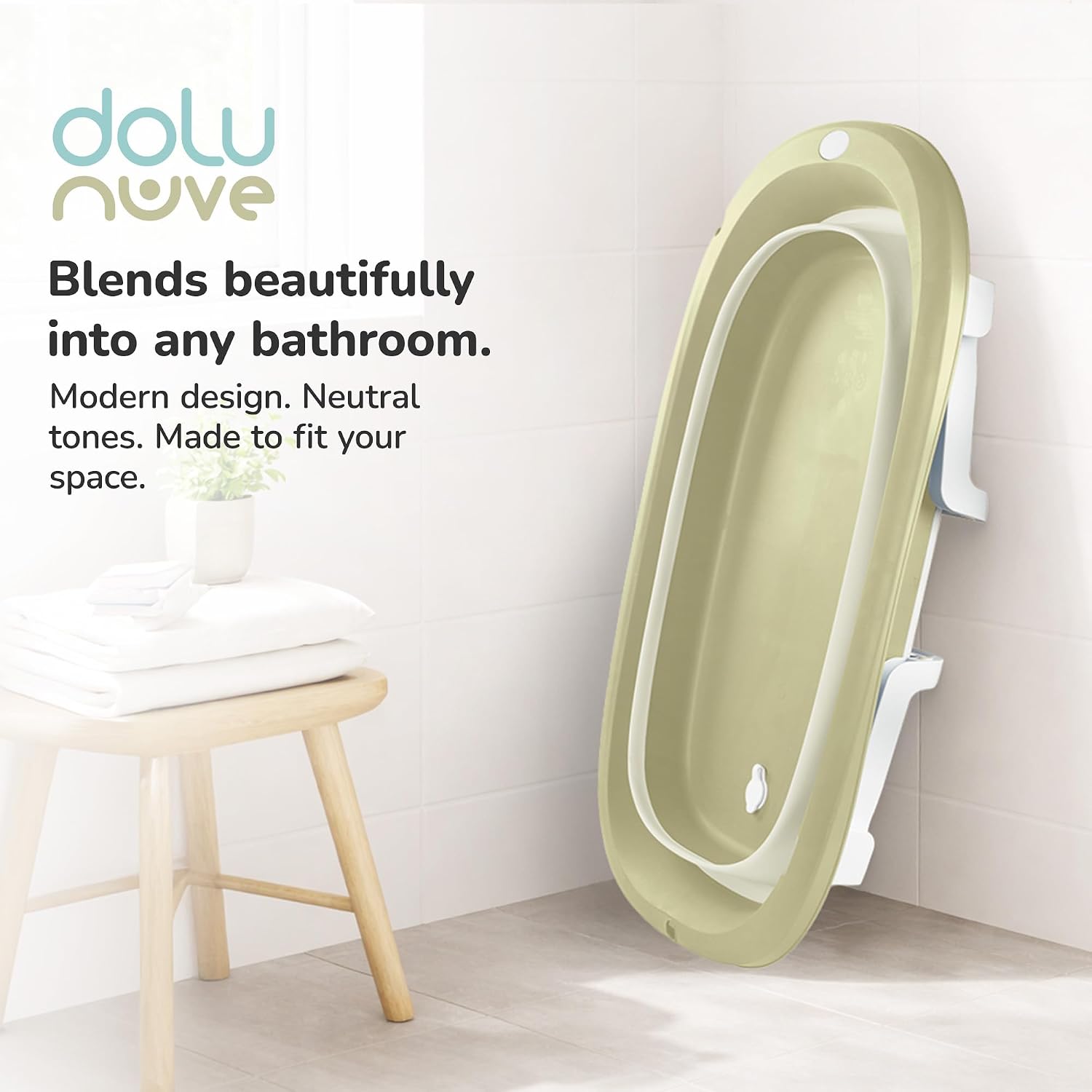 Dolu Nuve Foldable Baby Bathtub, Collapsible Infant and Toddler Bath Tub with Non Slip Feet, Portable Design for Bathroom or Travel, Eco Green