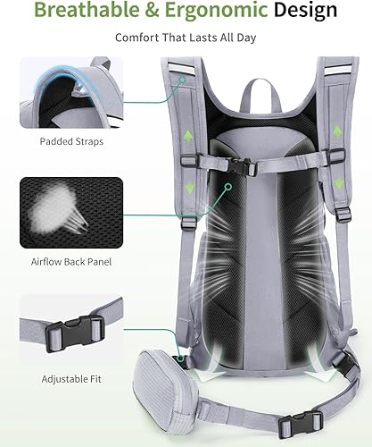 Miniatura 5 de ECOHUB Mochila de hidratación para hombres y mujeres, mochila ligera de senderismo de 20 litros con bolsa de agua de 2 L, paquete de hidratación