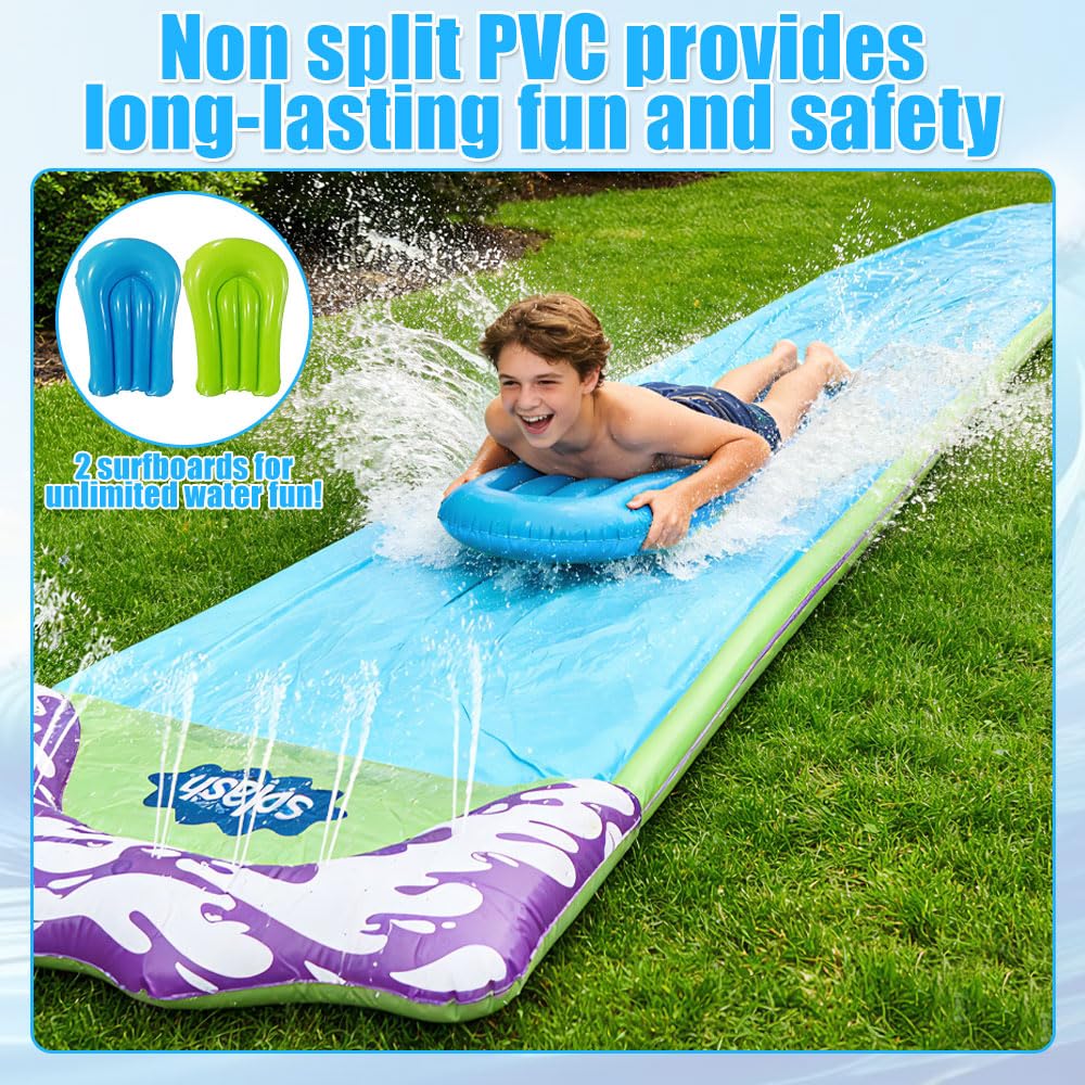 Scivolo d'Acqua da Giardino per Bambini – Scivolo Gonfiabile da 480 Cm (15,8 Piedi) con 2 Bodyboard, Spruzzatore Integrato E Tanto Divertimento per Bambini E Adulti (Uso Esterno)