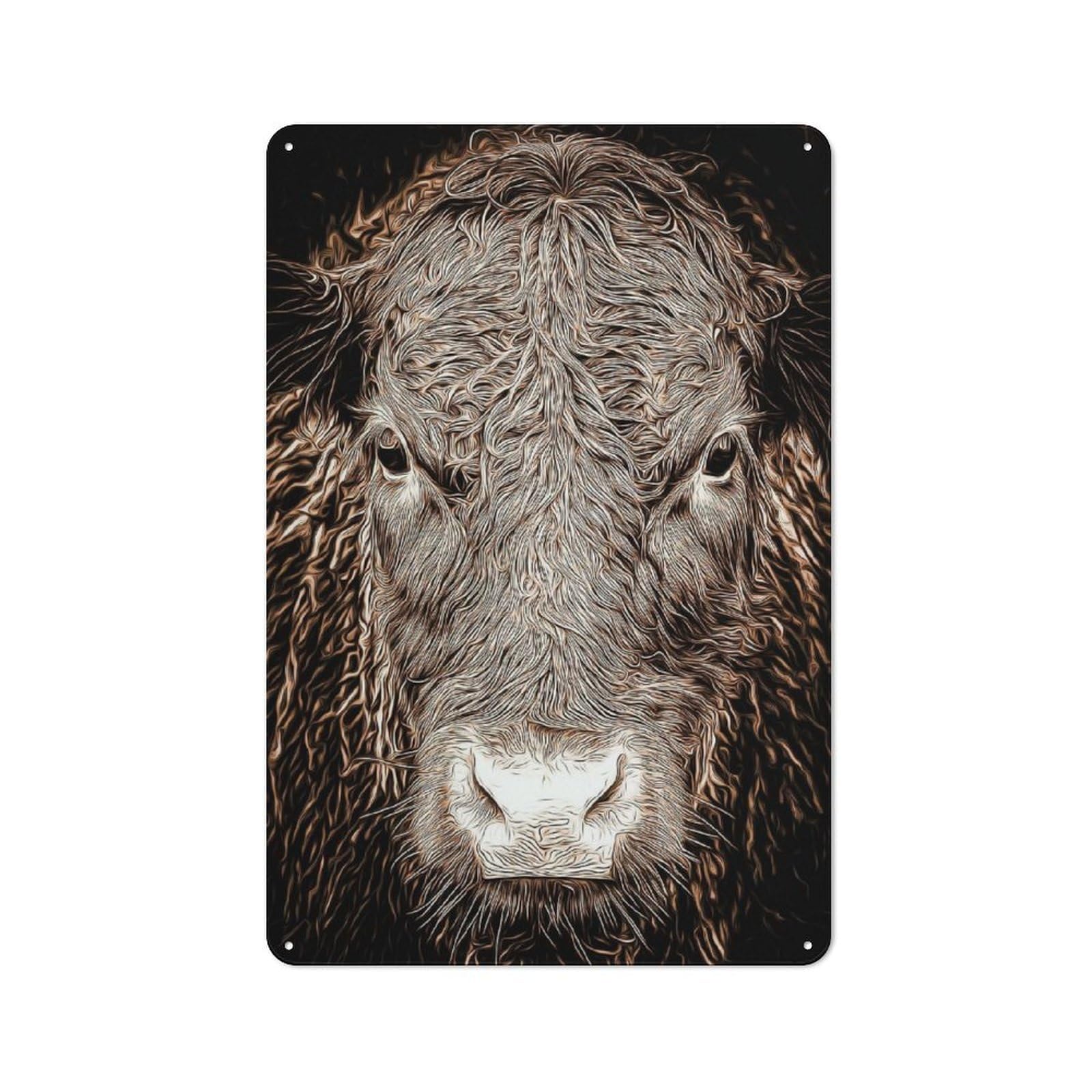 Junmoney Style-17 Bison Garage Metal Sign 30X20cm, Weathered Look Shed Wall Plaque For Garage, Workshop, Shed Or Utility Room