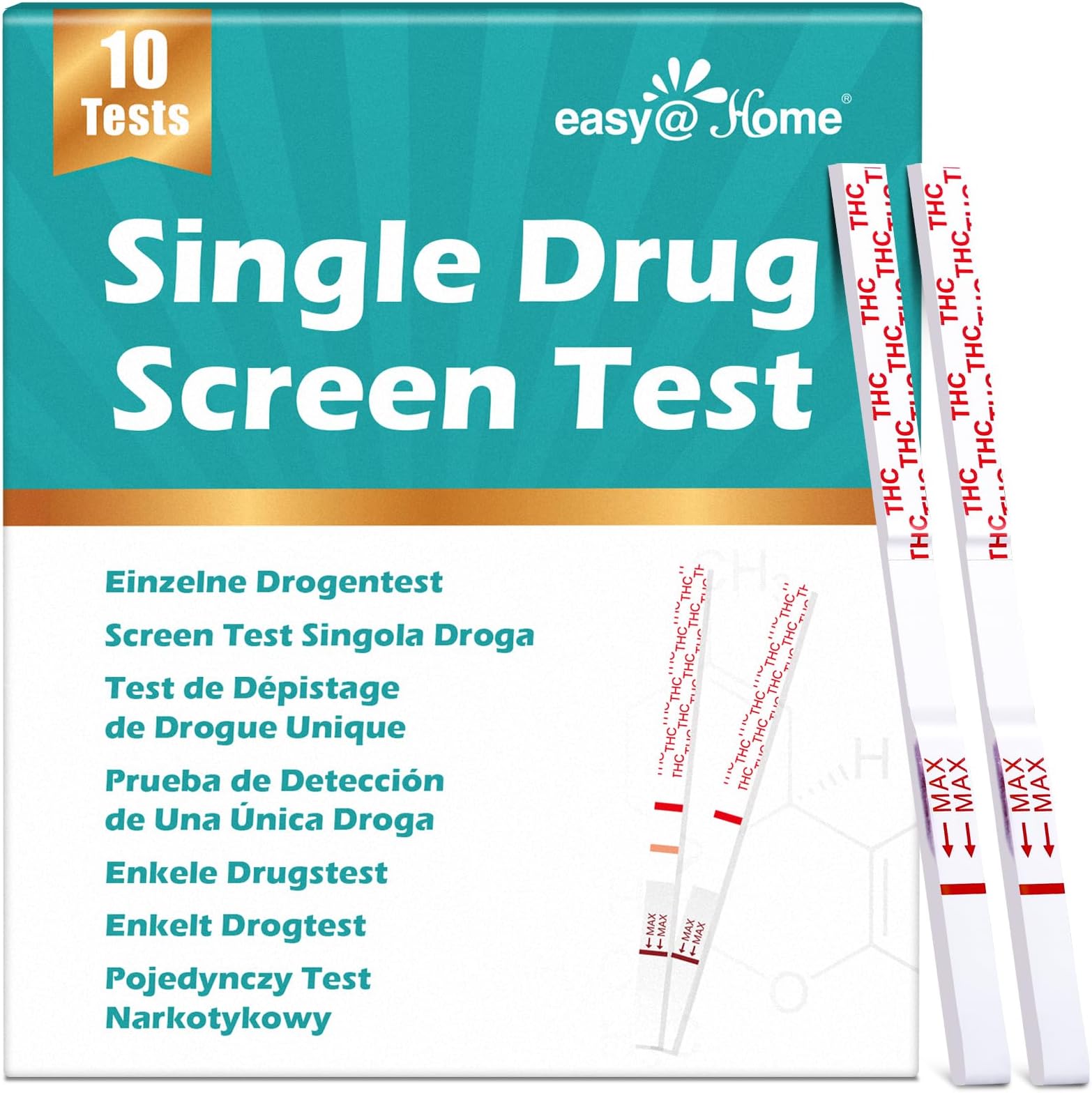 Easy@Home 10 Marijuana Test Strips – Cannabis Testing Kits for THC Detection in Urine (50 ng/mL Cut-Off Level)