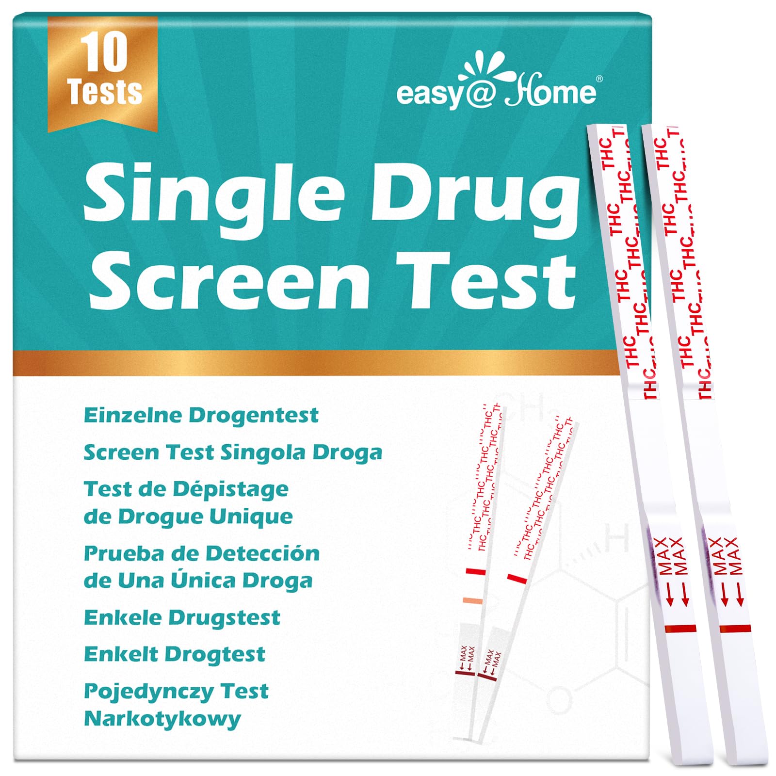 Easy@Home 10 Marijuana Test Strips – Cannabis Testing Kits for THC Detection in Urine (50 ng/mL Cut-Off Level)
