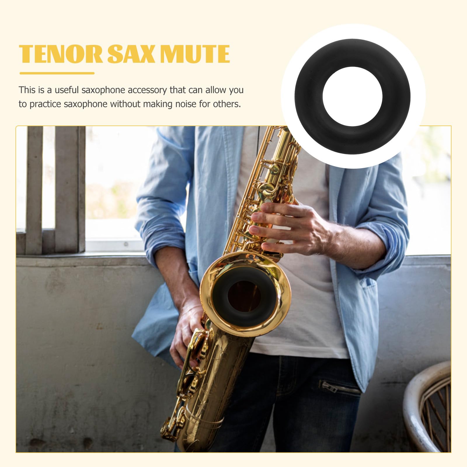 Beavorty Sordina para Reducir el Saxofón Tenor para Negra de Silicona Ajuste de Tono y Función de Práctica, Accesorio Adecuado del Saxofón en Ensayos