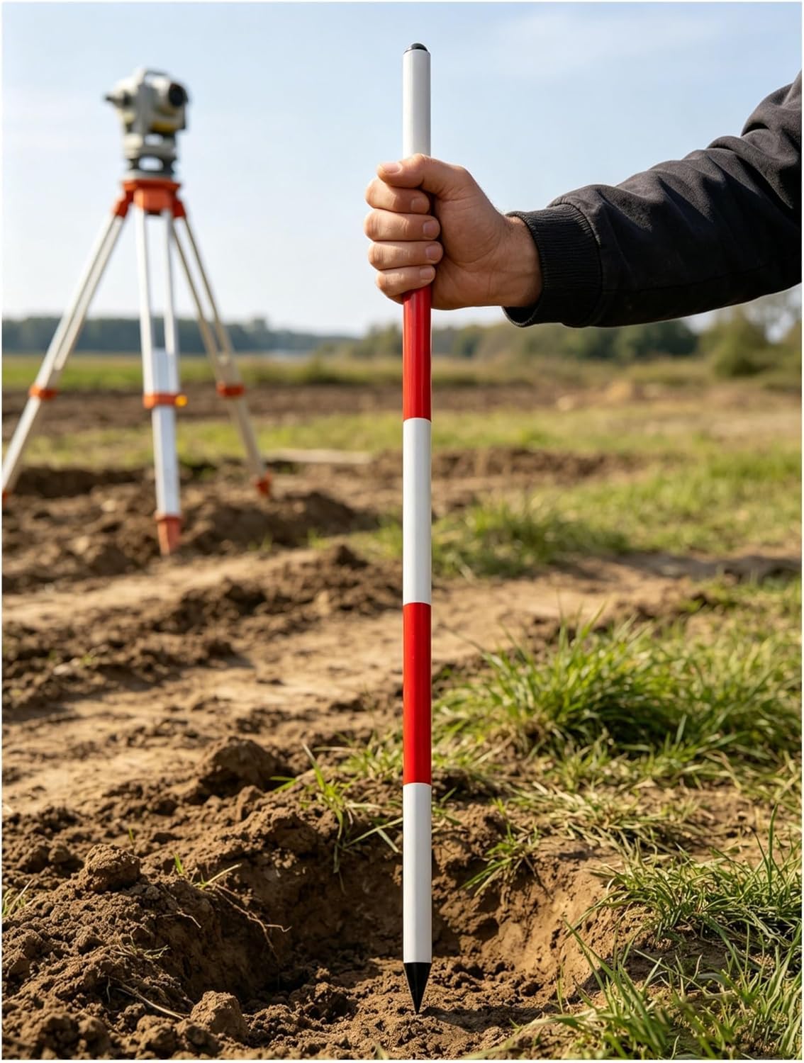 VUIKLCty Aluminum Survey Marking Pole For Surveying Depth Measurement Construction Land Mapping