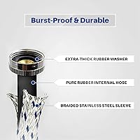 Vista 3 de K&J Mangueras prémium para lavadora de 6 pies a prueba de explosiones, paquete de 2 mangueras de suministro de agua caliente y fría para lavadoras