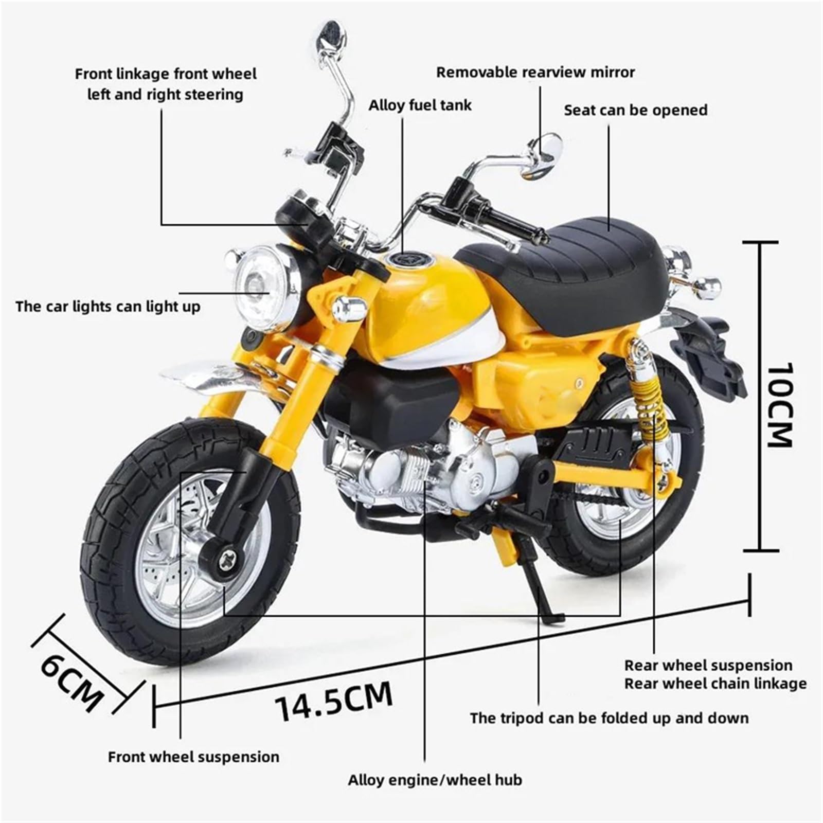 Modelo de Motocicleta Juguetes De Colección Motocicletas Todoterreno 1/12 para Honda para Monkey 125 Juguete Fundición A Presión con Sonido Y Luz Modelo Motocicleta Aleación(Rosso)