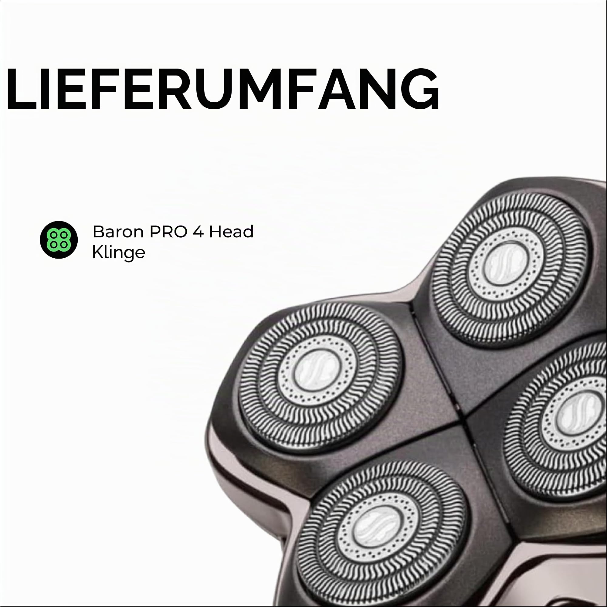Skull Shaver Baron PRO 4-köpfige Ersatzklinge für Pitbull, Palm & Butterfly Kiss | Für Pitbull, Palm & Butterfly Kiss Rasierer, Bartpflege, Körperrasur & Glatzenrasur