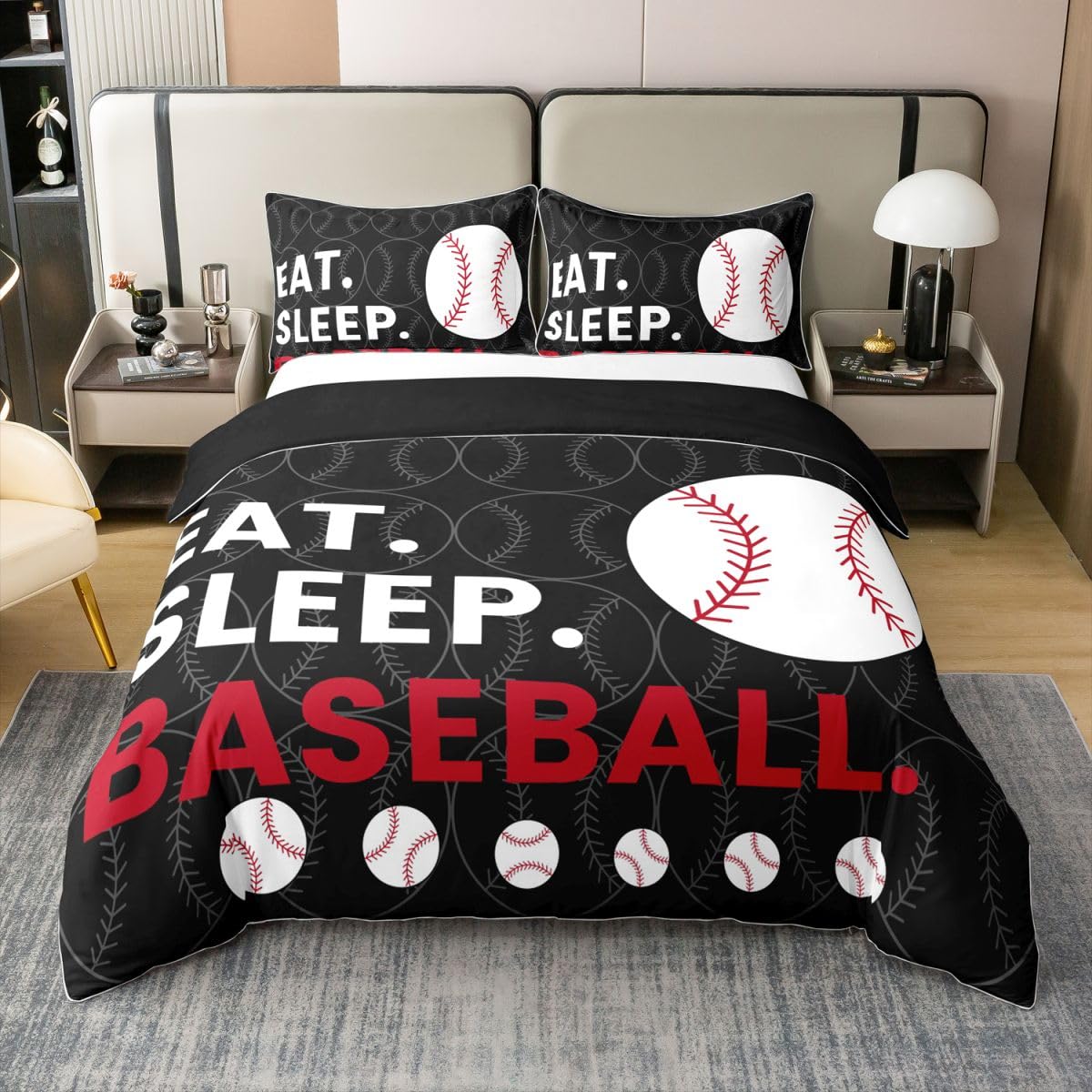 Homewish Dzieci Baseball Gry Softball Motyw Pościel Pojedyncza Czarna Szara Bawełniana Poszwa Na Kołdrę Zestaw Sport Gry Wzór Kołdra Poszwa Mężczyźni Nastolatki Ciepłe Miękkie Zestawy Pościeli