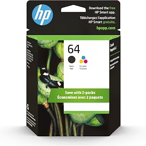 Original HP 64 Black/Tri-Color Ink Cartridges (2-Pack) | Works with HP Envy Photo 6200, 7100, 7800 Series | Eligible for Instant Ink | X4D92AN