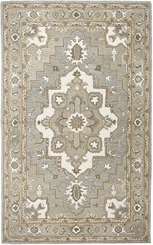 Rizzy Home Alora Decor Makalu 5 x 8 Oriental Medallion Gray/Natural Hand-Tufted Area Rug