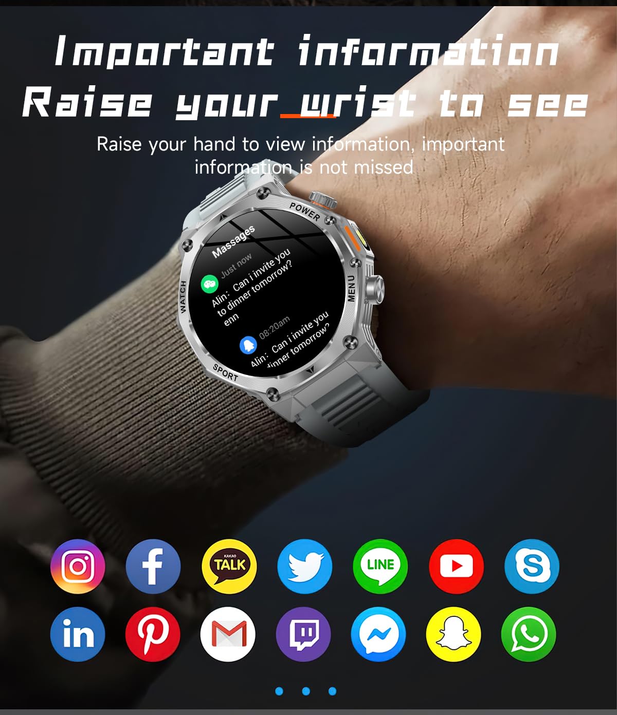 LIGE Smartwatch Uomo,1.75'' HD Orologio Smartwatch con Torcia LED/800mAh/Chiamata Bluetooth,114 modalità Sportive Cardiofrequenzimetro SpO2 e Sonno per Android iOS,EF15-F