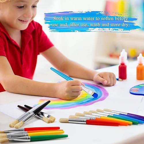Miniatura 5 de 20 pinceles de pintura para niños, pinceles redondos y planos para niños, pinceles de pintura fáciles de sostener y limpiar, pinceles de pintura