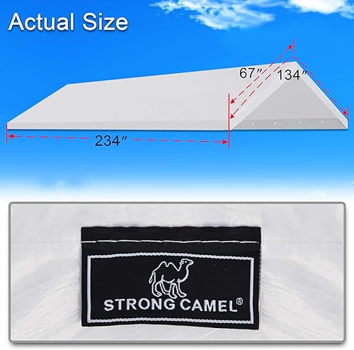 Miniatura 2 de Strong Camel Cubierta de repuesto para toldo de 10 x 20 pies, tela de polietileno Ripstop, de triple capa, cubierta de lona para tienda de campaña