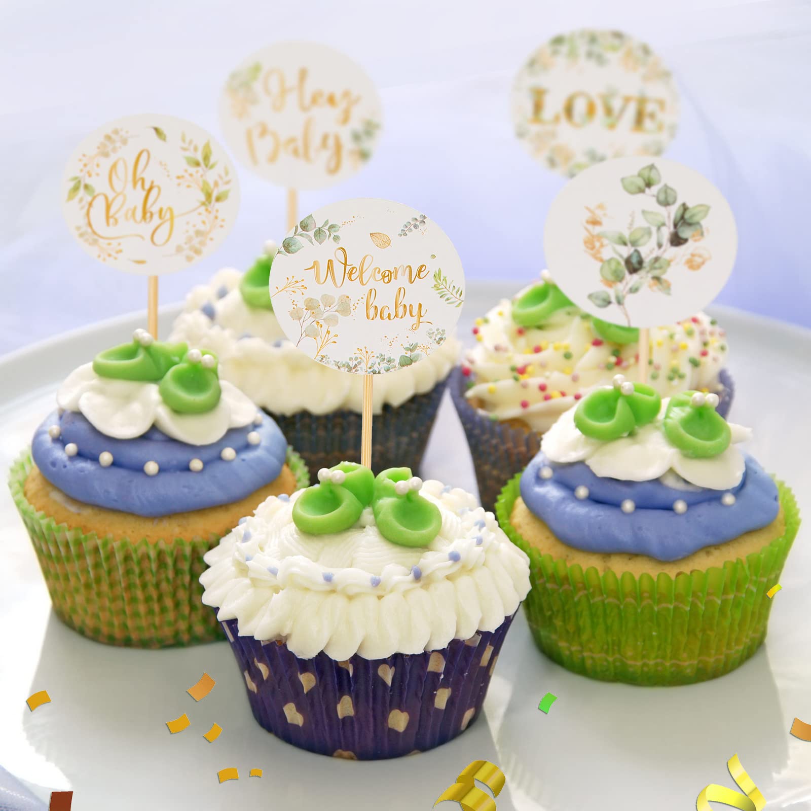 Adoption Baby Shower Cupcake Toppers 36PCS Winter Woodland Birthday