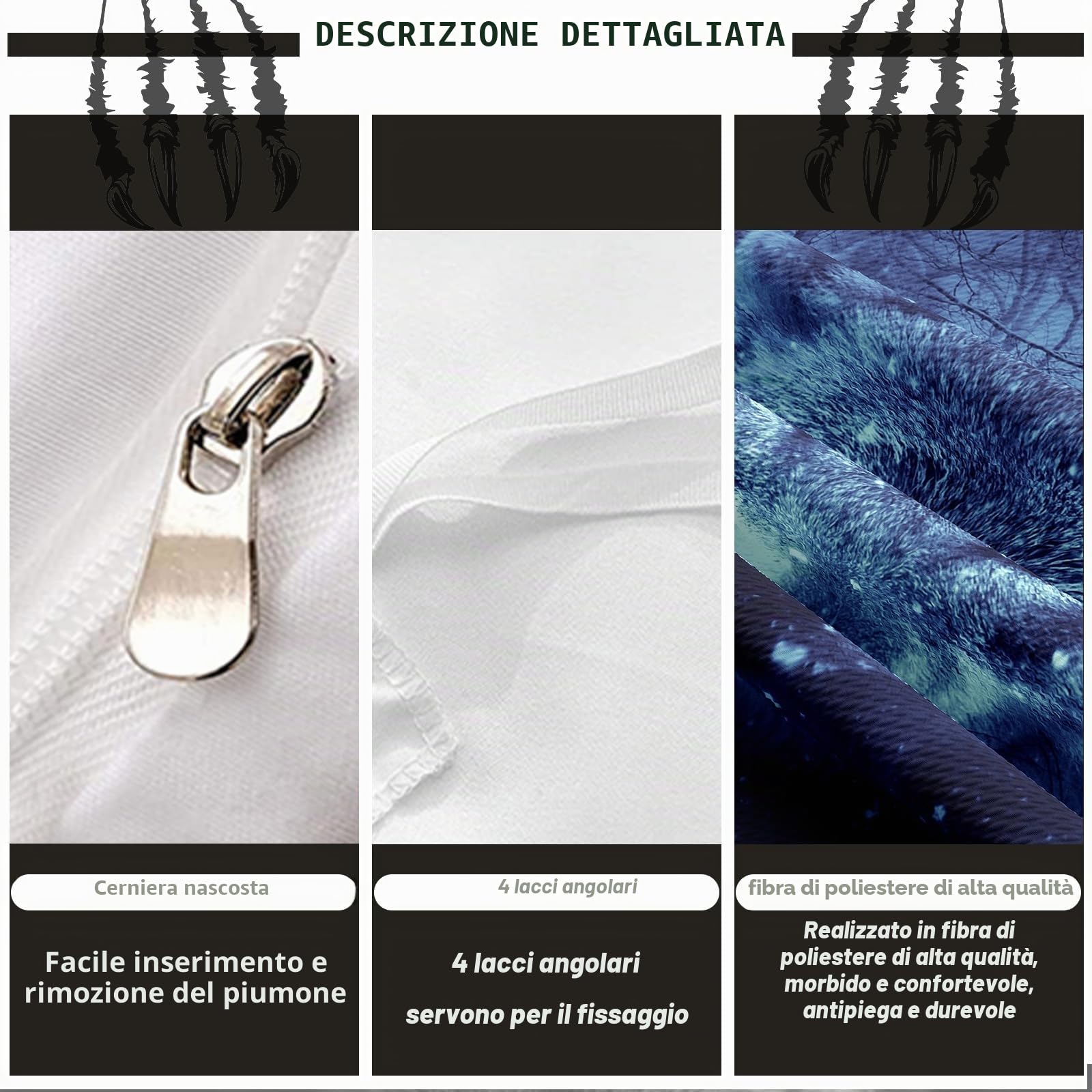Set Biancheria da Letto Lupo 135x200 3D Animale Lupo Copripiumino con Federe Ragazzo Ragazza Decorazione per Camera da Letto Motivo Lupo Biancheria da Letto (Lupo 3,200 x 200 cm)