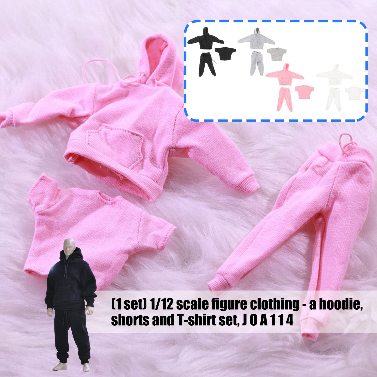 Sammlerstück, 1/12 Actionfigur, Kleidungsstück, Kapuzenpullover, Jogginghose, Oberteil, T Shirt Set für Soldatenfigur, Rollenspiel, Spielzubehör, Kleidungsset
