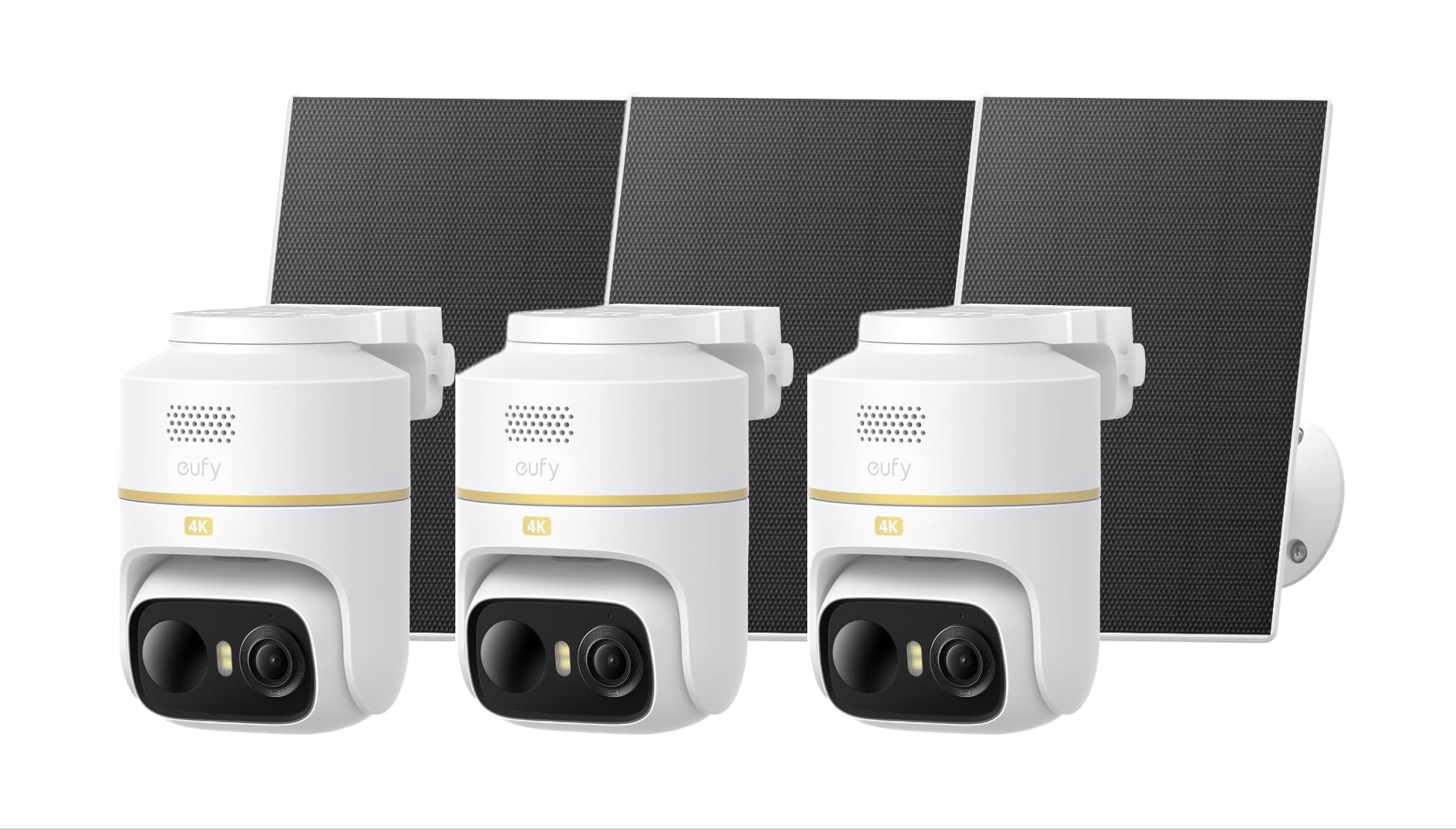 ANKER eufyCam C37 4K 3pack Edition kabellose Solar-Outdoor-Kamera | 360°-KI-Tracking (schwenk- & neigbar), Personen-, Tier- & Fahrzeugerkennung, flexibles Solarpanel, Farbnachtsicht, ohne Abo