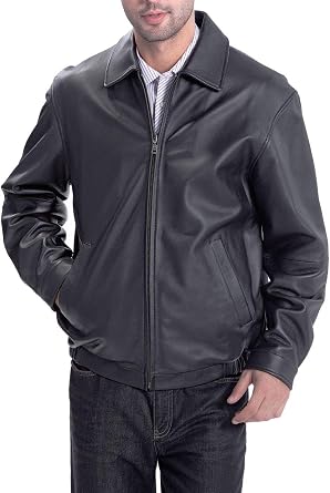 BGSD Men Derrick Lambskin Leather Bomber Jacket Also available in Big and Tall