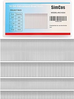 18 Gauge Brad Nails 4 Sizes (2",1-1/4",1",5/8") 1600-count Galvanized 18 GA Nail Gun Nails Assorted and Small Finishing Nails for Pneumatic, Electric Brad Nailer
