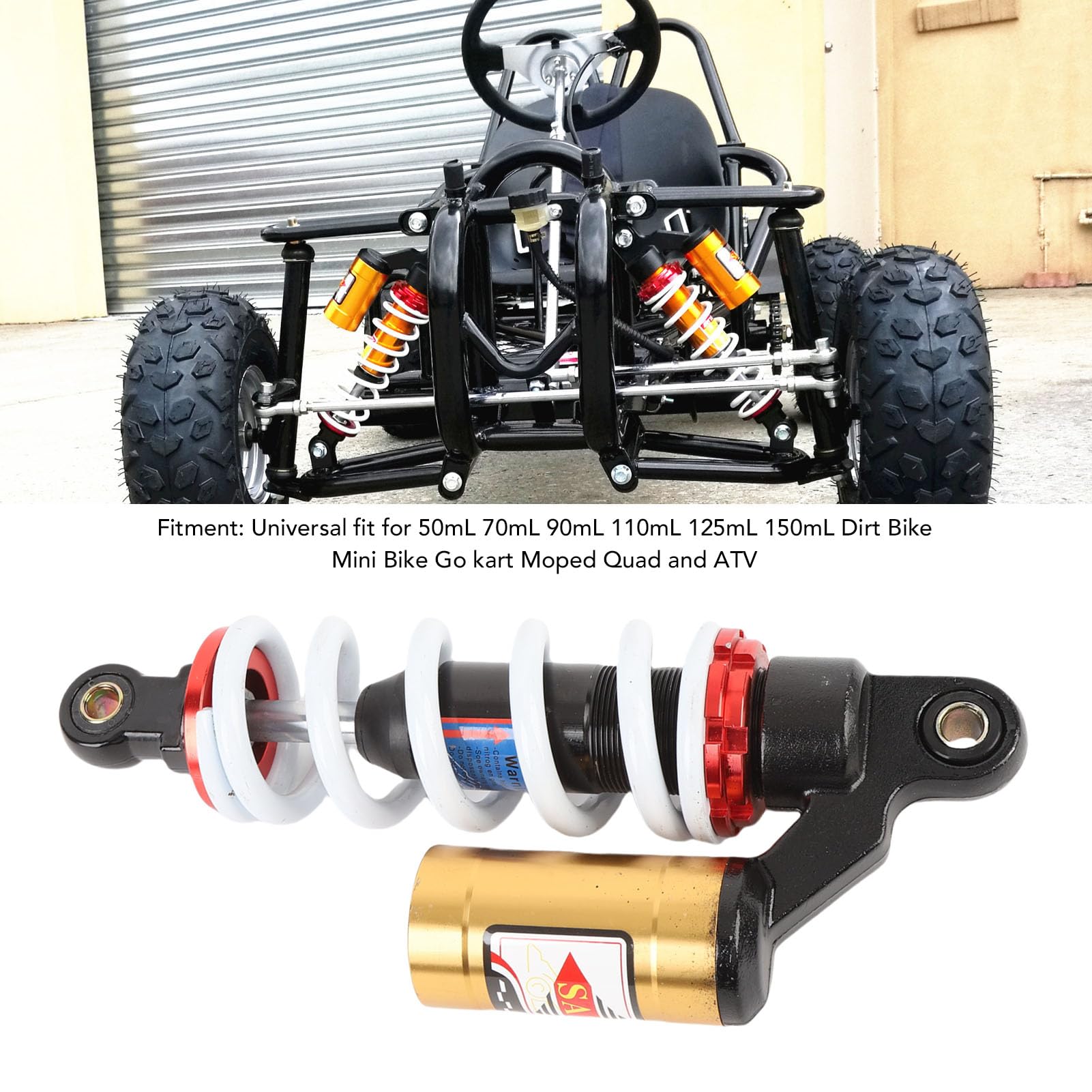 CHICIRIS Amortiguador, Amortiguador de Suspensión de Resorte Ajustable de Servicio Pesado de 250 Mm de 250 Mm para Bicicleta de Tierra ATV GO KART Scooter