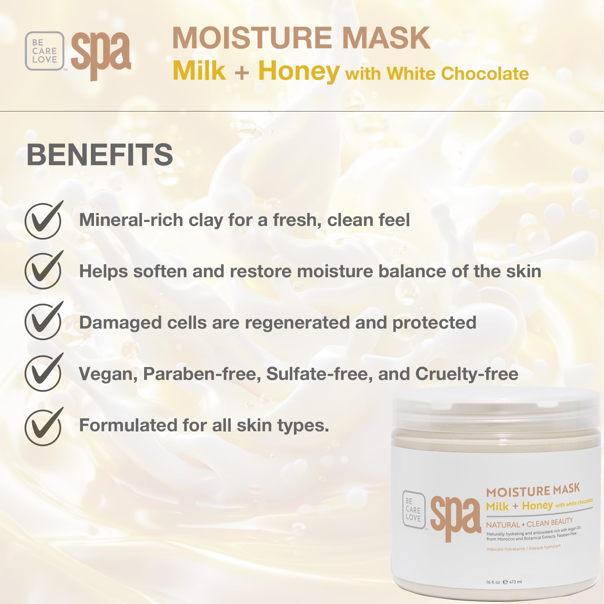 BCL SPA organic Milk and Honey with White Chocolate for hands mask, foot mask, and body mask skin care, self care spa treament for women at home , 16 oz