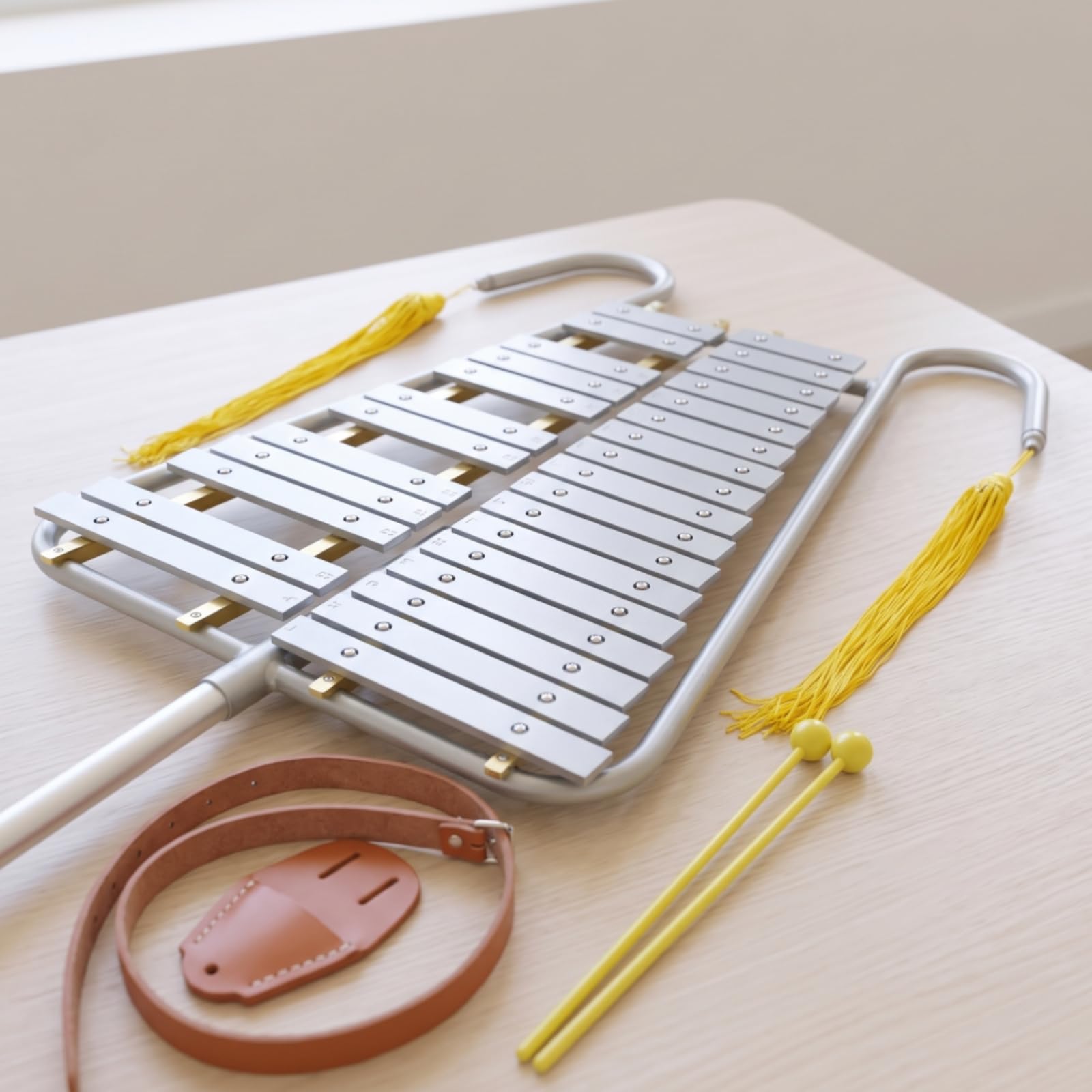 Glockenspiel da Marcia Leggero Metallofono con Tracolla Compatto Strumento Musicale a Percussione per Musicisti, Studenti, Concerti