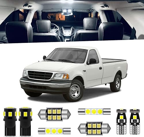 Kit de 12 luces LED interiores F150 para Ford F-150 1997 1998 1999 2000 2001 2002 2003 blanco 6000K paquete de iluminación LED interior + luces de