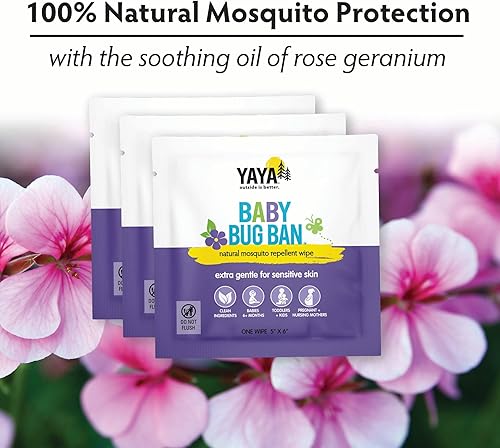 Miniatura 6 de YAYA ORGANICS Baby Bug BAN - Toallitas repelentes de insectos, totalmente naturales, sin DEET, no tóxicas, para bebés, niños, madres embarazadas y