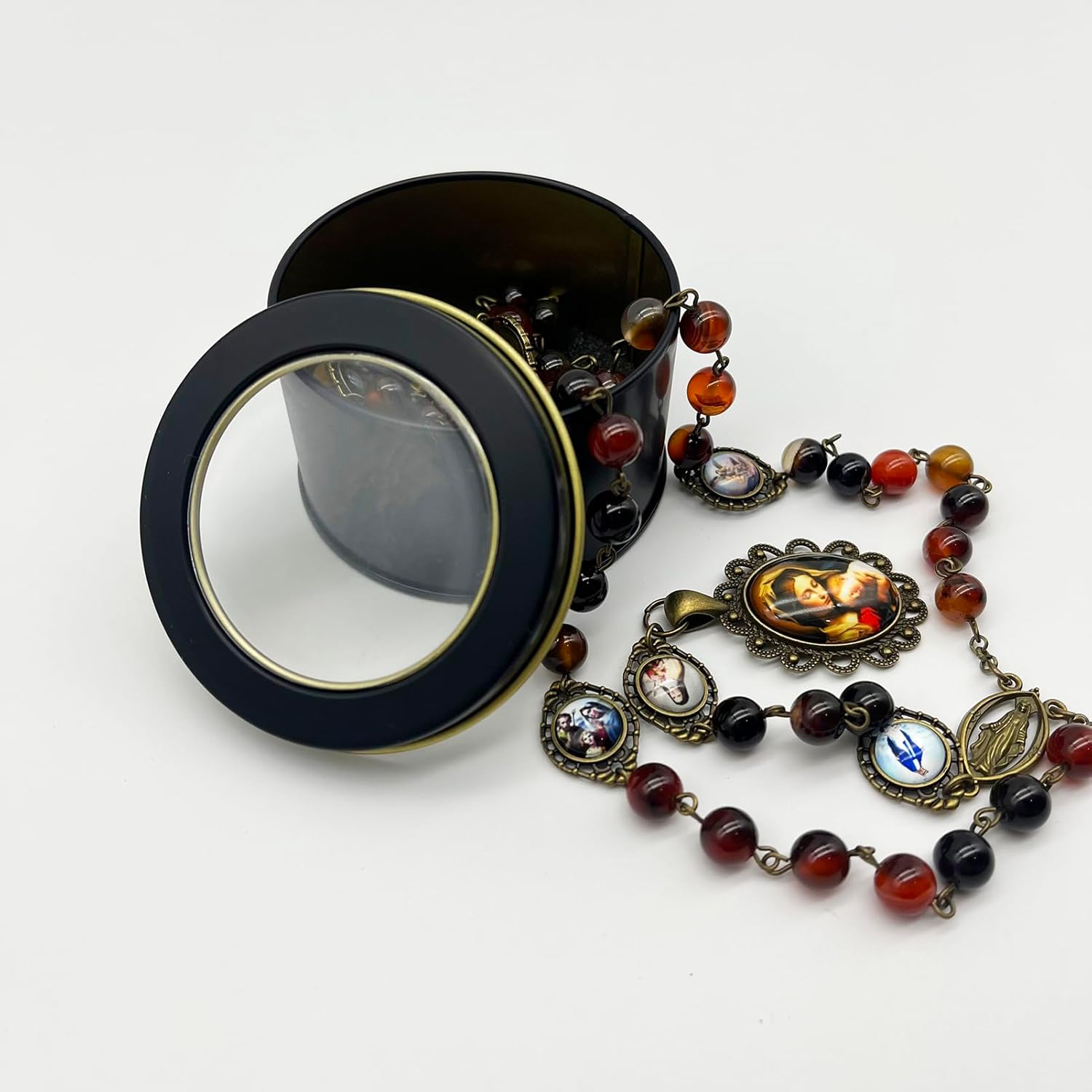 8MM Natural Agate Stone Rosary Beads Catholic Seven Sorrows Rosary Beads Necklace Seven Sorrows of Mary Rosary Chaplet - Image 4