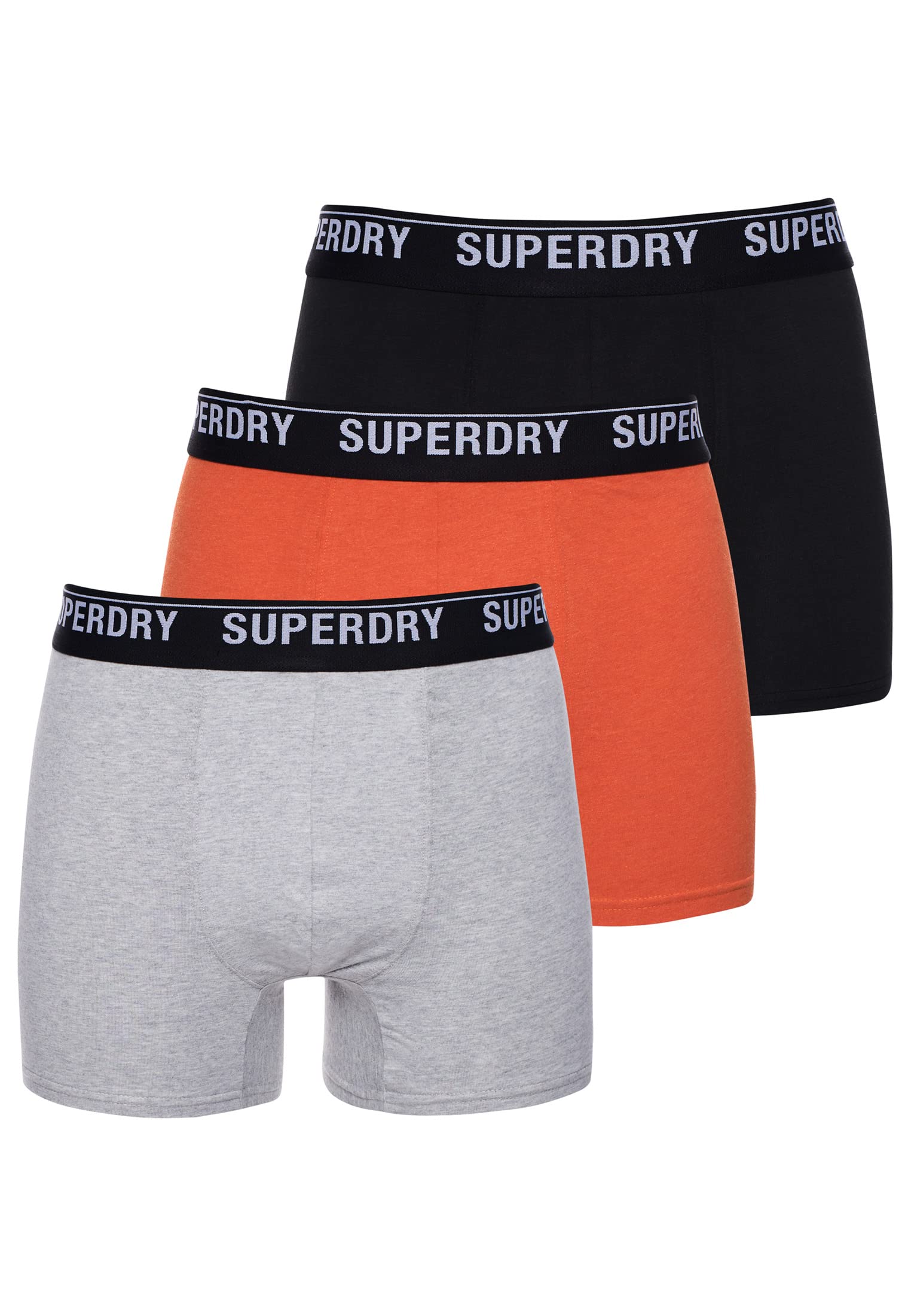 Superdry Men's Boxer Multi Triple Pack Shorts, Black/Orange/Grey, L (Pack of 3)