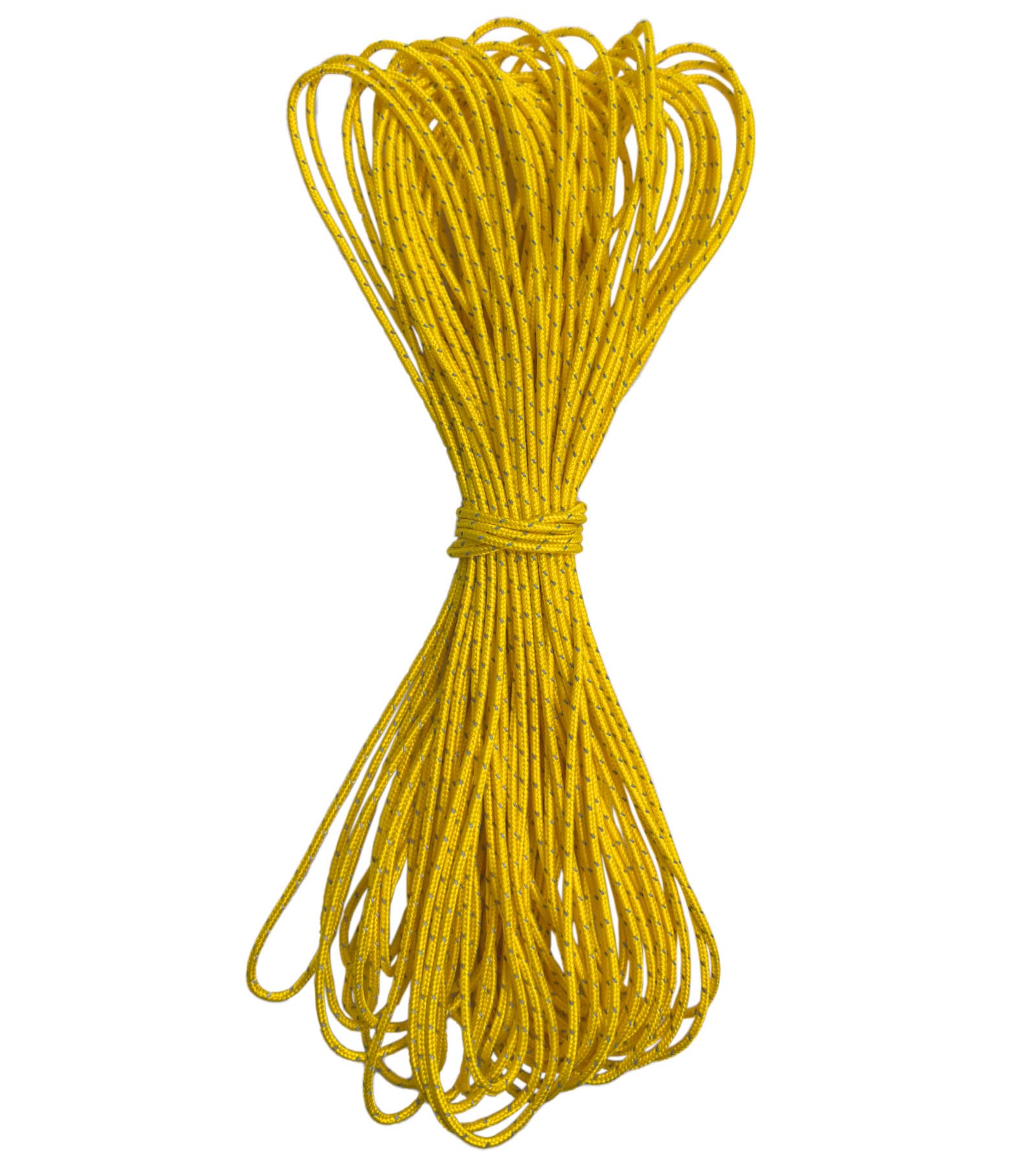 Dyneema Reflective Rope -2mm 400kg Fracture Strain - Suitable for Tents, Kite Surfing, and Other 65 feet (Yellow, 2mm)