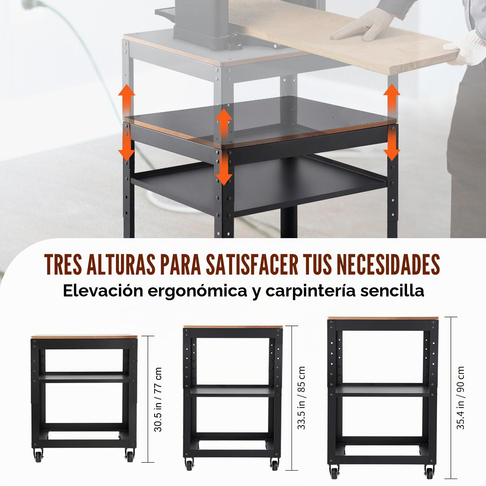 VEVOR Soporte para Cepillo Carga 45 kg 3 Velocidades Estante Móvil para Herramientas 4 Ruedas Espacio de Almacenamiento para la Mayoría de Cepillos Banco de Trabajo Máquinas Herramientas Eléctricas