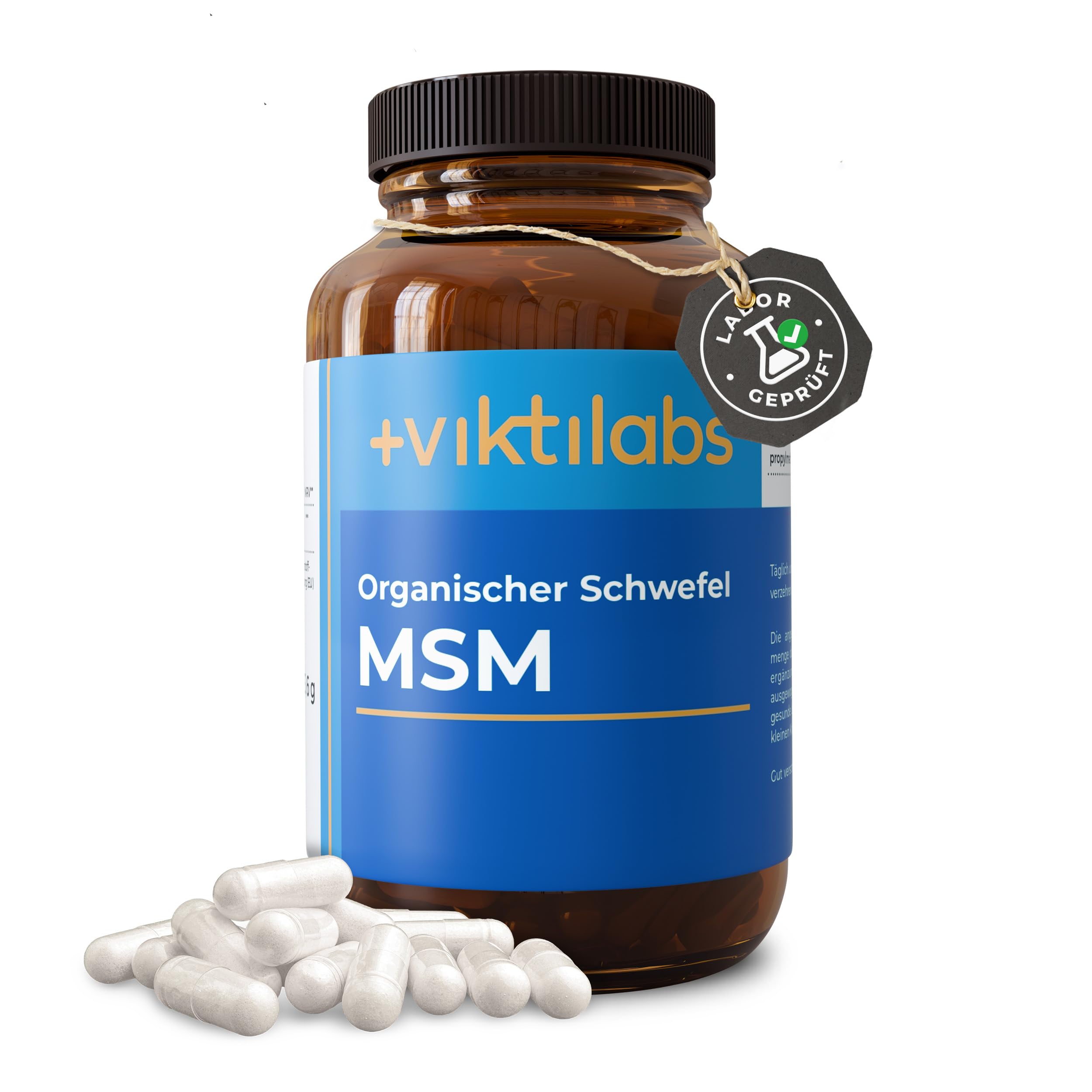 MSM Kapseln - Reiner organischer Schwefel für Gelenke, Haut & Haare - Hochwertig & mehrfach destilliert - Hohe Bioverfügbarkeit - 100% vegan & laborgeprüft (1er Pack - 90 Kapseln)