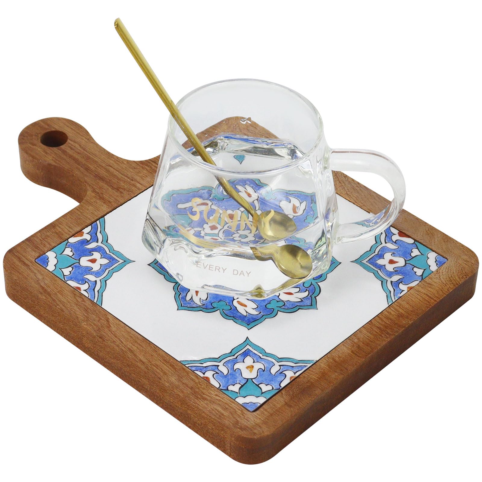 Dessous de verre en bois massif antidérapant pour éviter les taches de chaleur sur vos tables