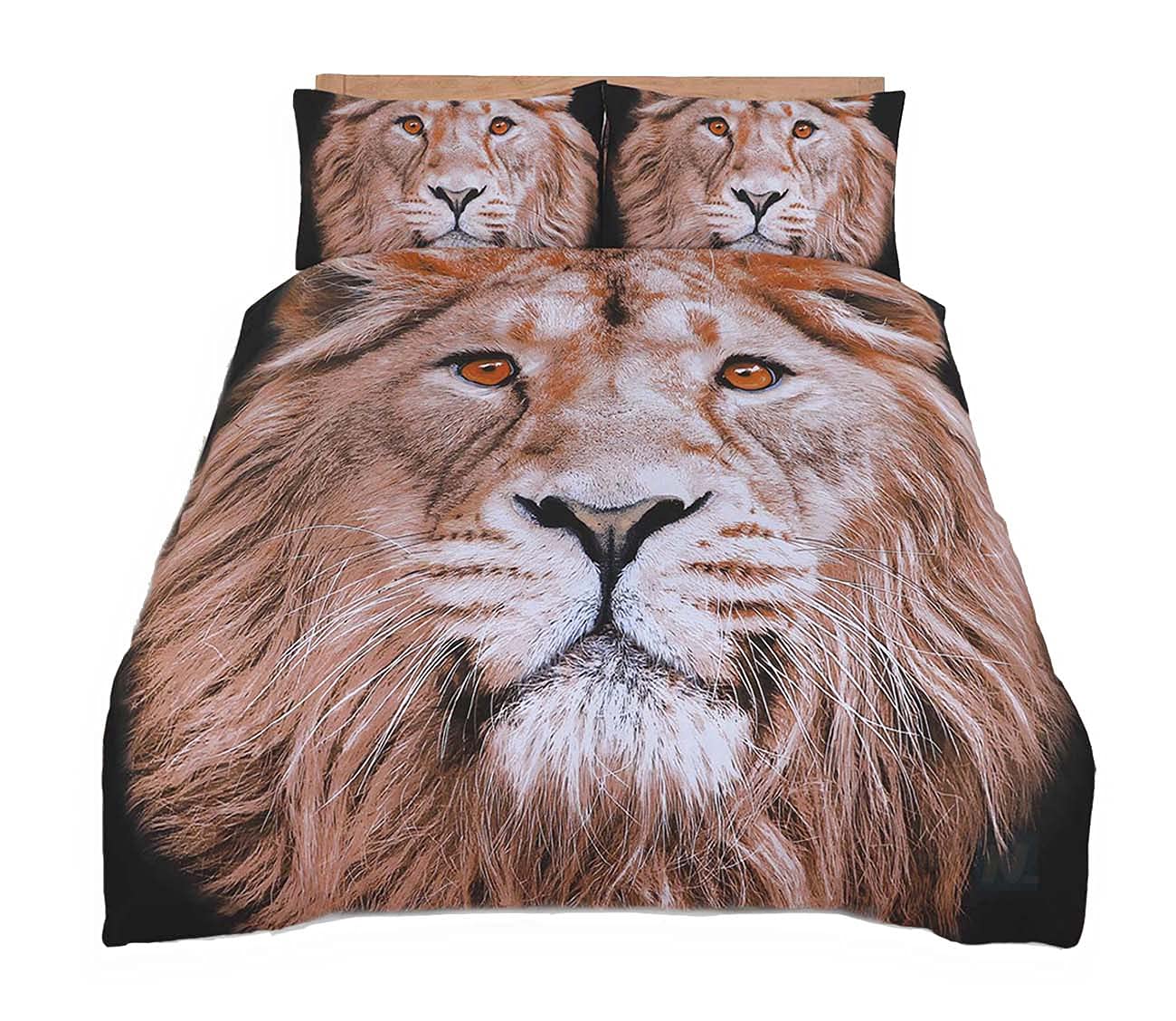 Northern Luxe Lion Northernluxe - 3D Duvet Cover Set Animal Effect For Children's And Adults Printed Quilt Bedding Set With Pillow Cases (, Single)