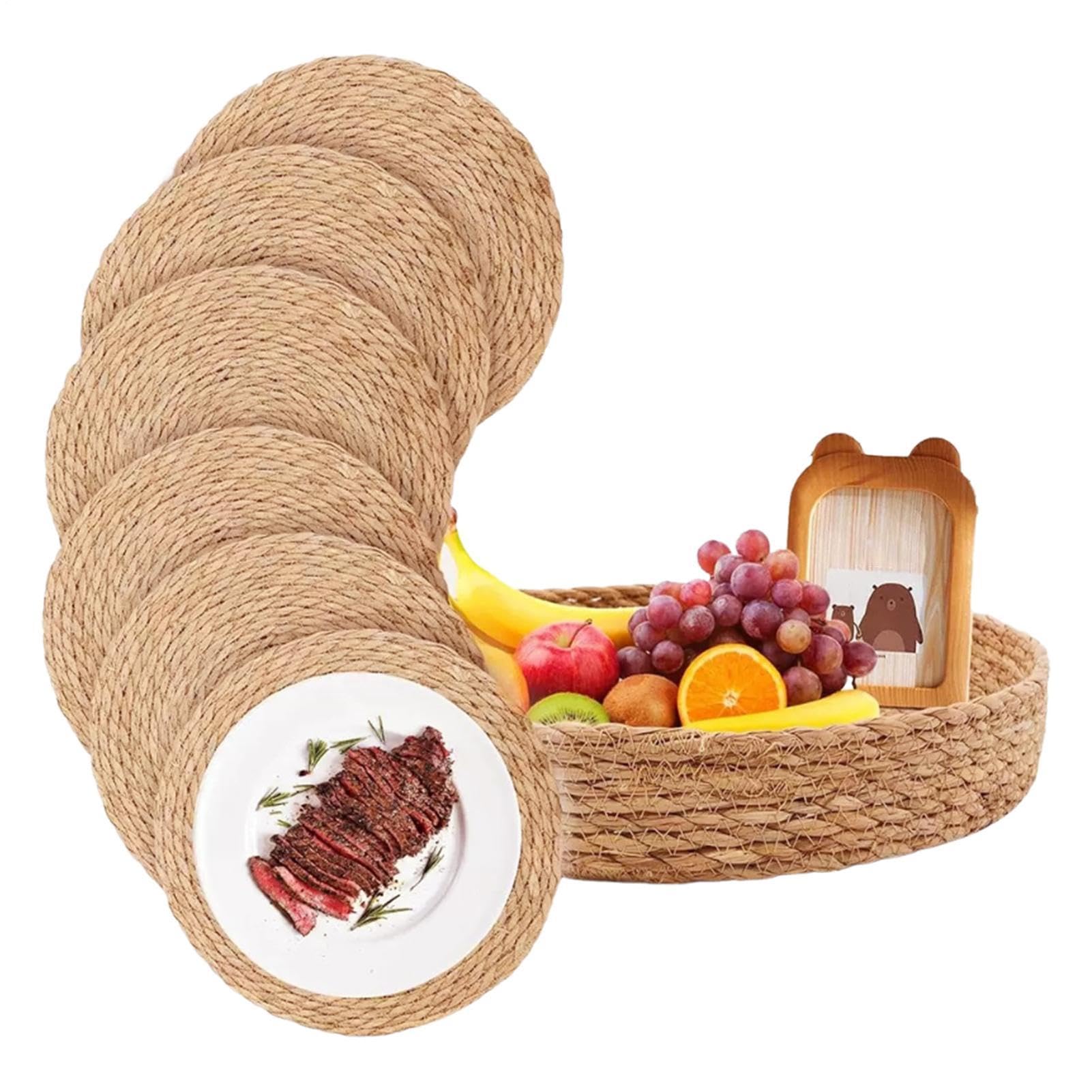Tovaglietta In Rattan Set Di 6 Tovagliette In Rattan Naturale Intrecciato A | Sottopiatto Per Tavola Per Cena Cucina Casa Ristorante Feste Spiaggia Caffè Vac