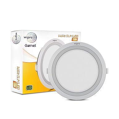 wipro Polycarbonate Garnet 15W Round Led Wave Panel Light For Ceiling,Cool White Light(6000K),Ultra-Slim Design,Recessed Down Light For False Ceiling Pop Ceiling Light,Cutout-150Mm,Pack Of 1