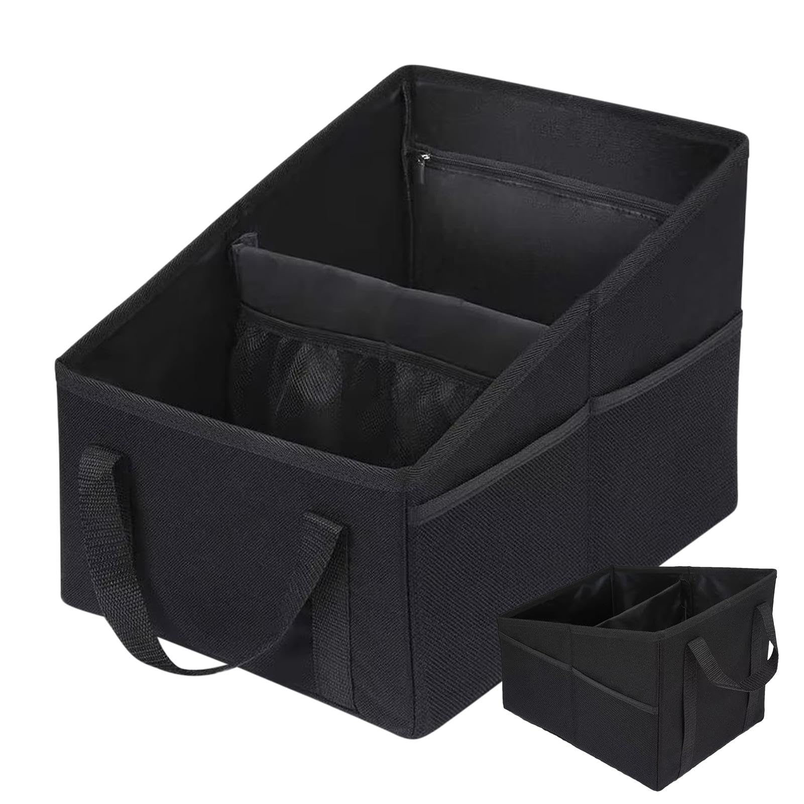 Organiseur de coffre de voiture pliable et grand sac de rangement auto noir