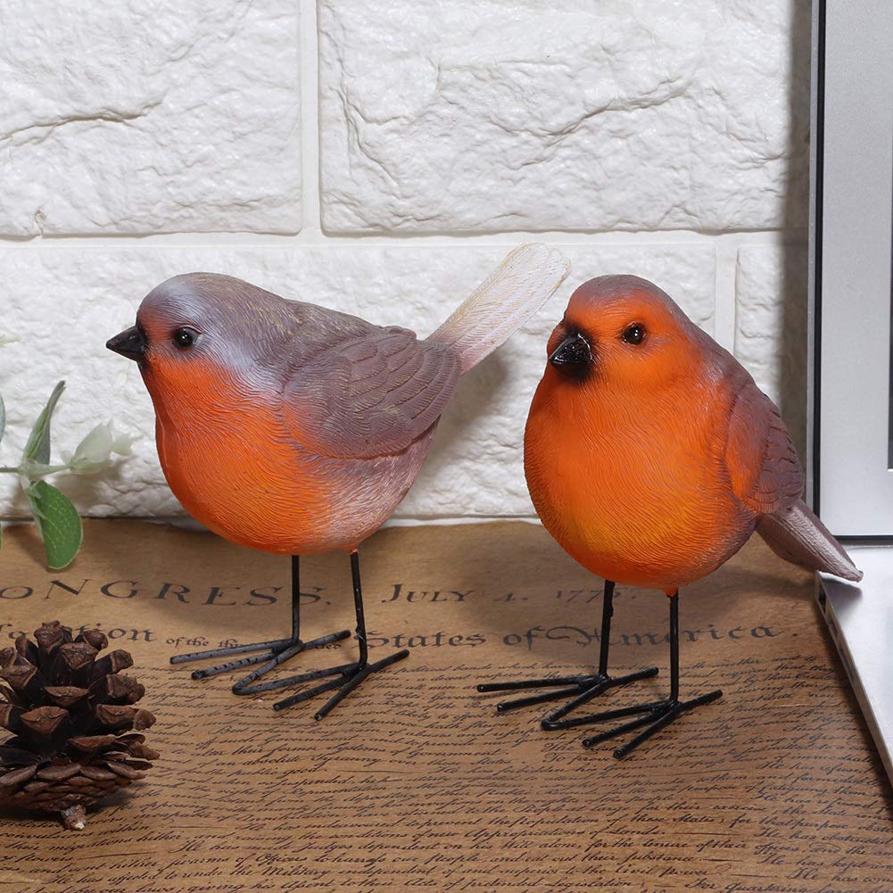 Figurine De Rouge-gorge De Jardin En Résine, Décoration De Rouge-gorge, Décoration Tropicale, Lot De Statues De Décoration 2 Rouges-gorges Décoration Réaliste