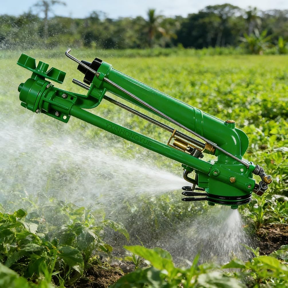 High Pressure Impact Sprinkler Head - Adjustable 40M Range Large Area Irrigation Sprayer for Field Orchard and Yard Metal Irrigation Equipment