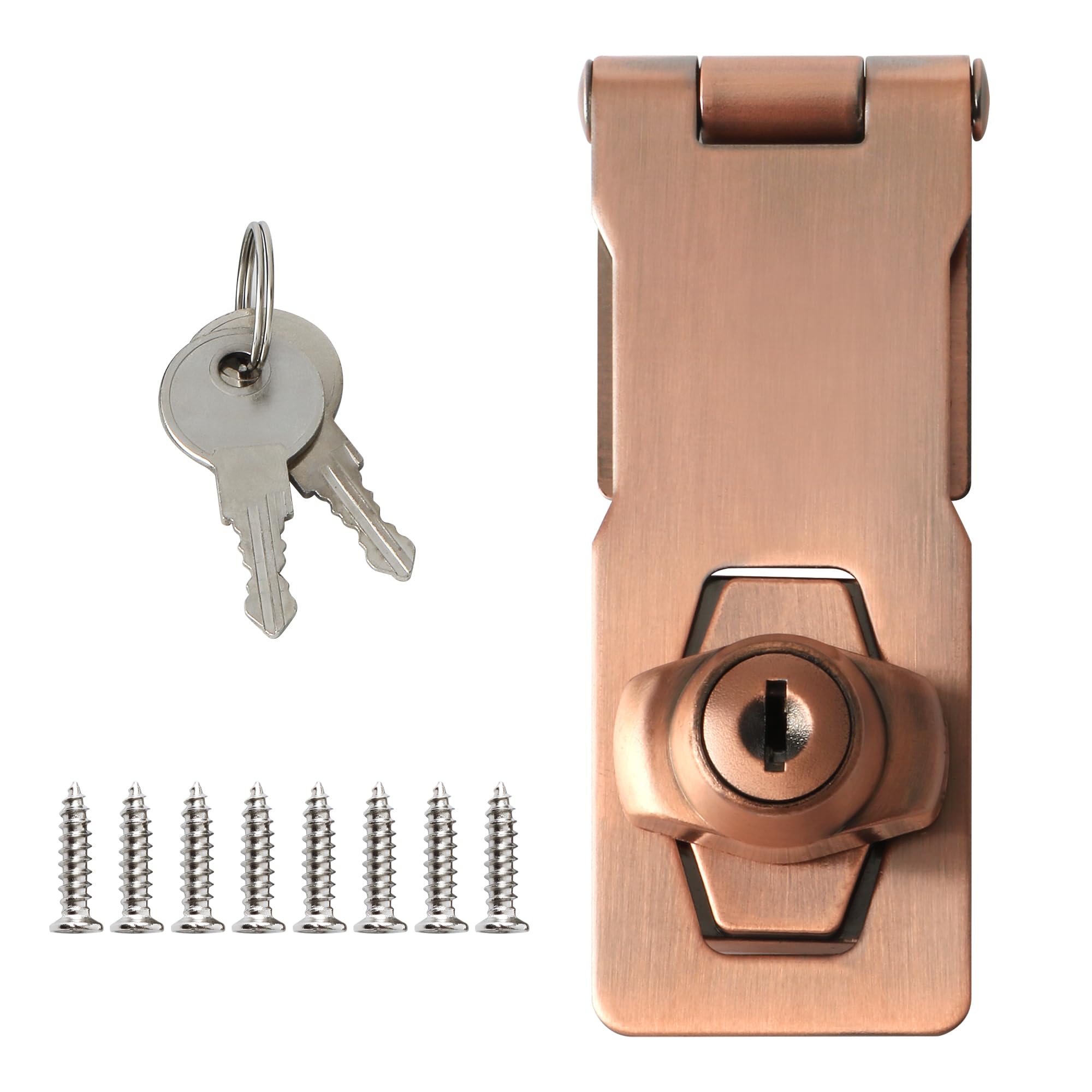 Alise Keyed Hasp Latch,4 Inch Safety Padlock Hasp for Cabinets