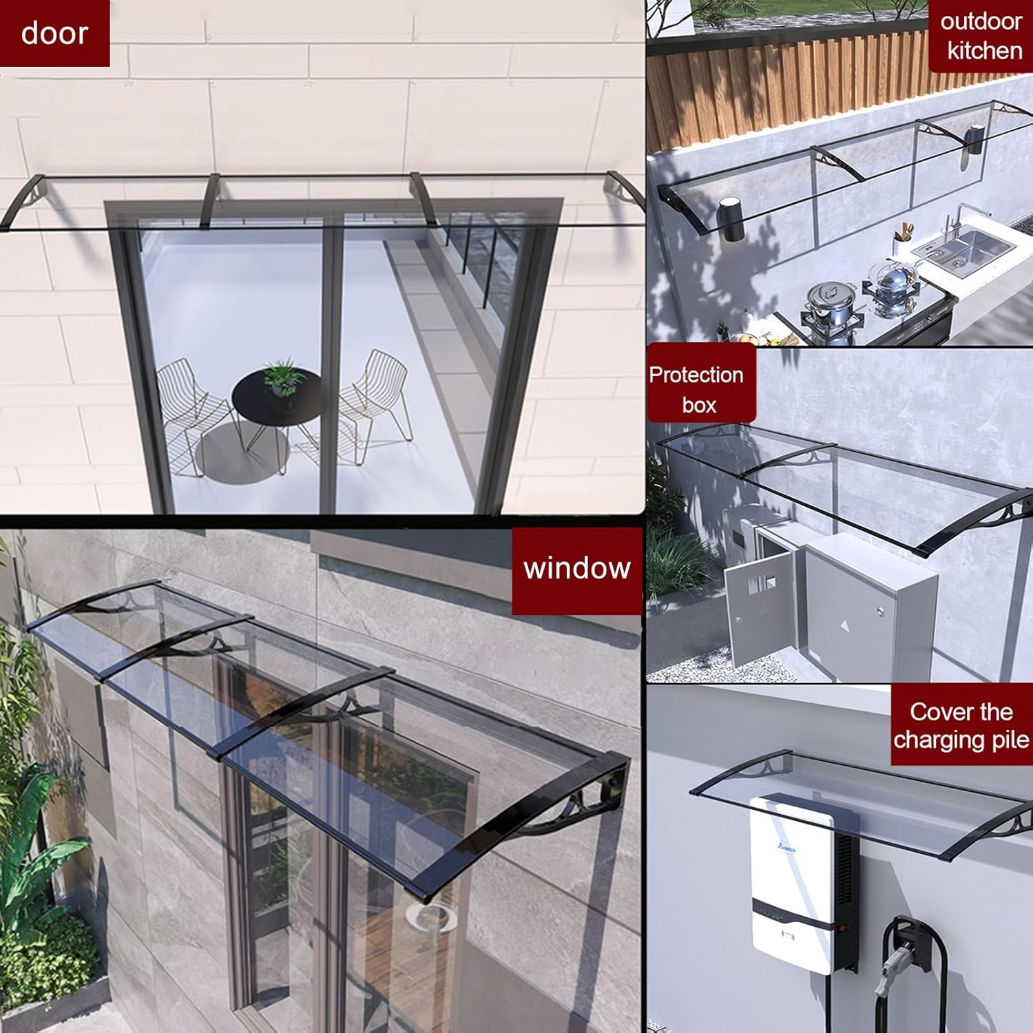 Door Canopy Window Awning,Front Door Outdoor Patio Awning Canopy,Polycarbonate Cover Front,Hollow Sheet for UV, Rain, Snow and Sunlight Protection(40x60cm/15 x24)