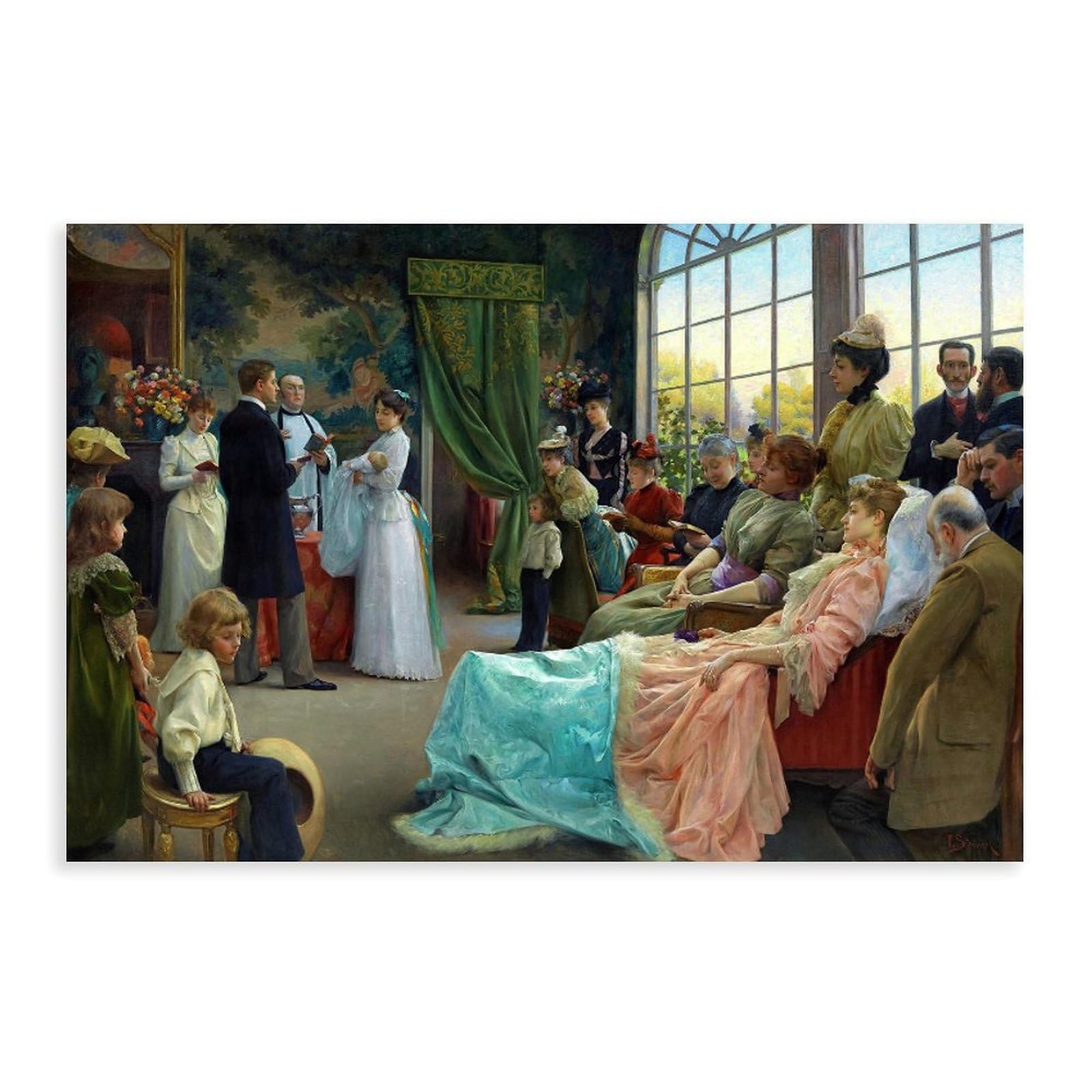 DFJyjFGJJ Julius LeBlanc Stewart,The Baptism, Circa 1892 Poster Print for Teen Boys Room Wall Art Canvas Painting 24" L X 36" W
