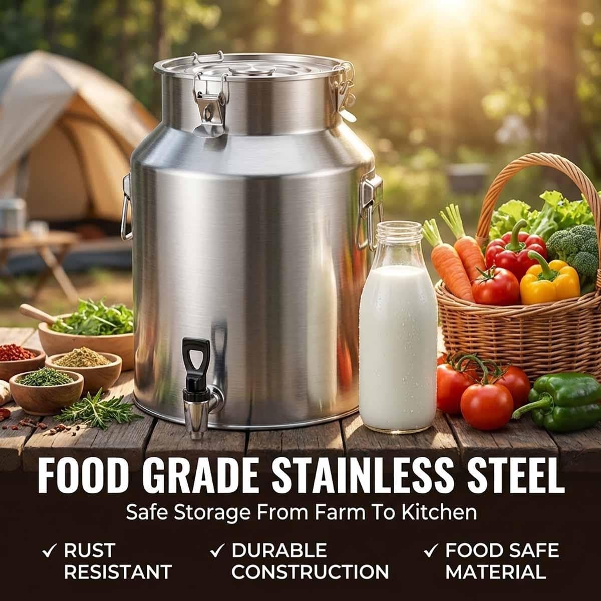 5-100L Secchio Per Latte Inox,Bidone Per Latte Acciaio Inox Per Olio E Vino