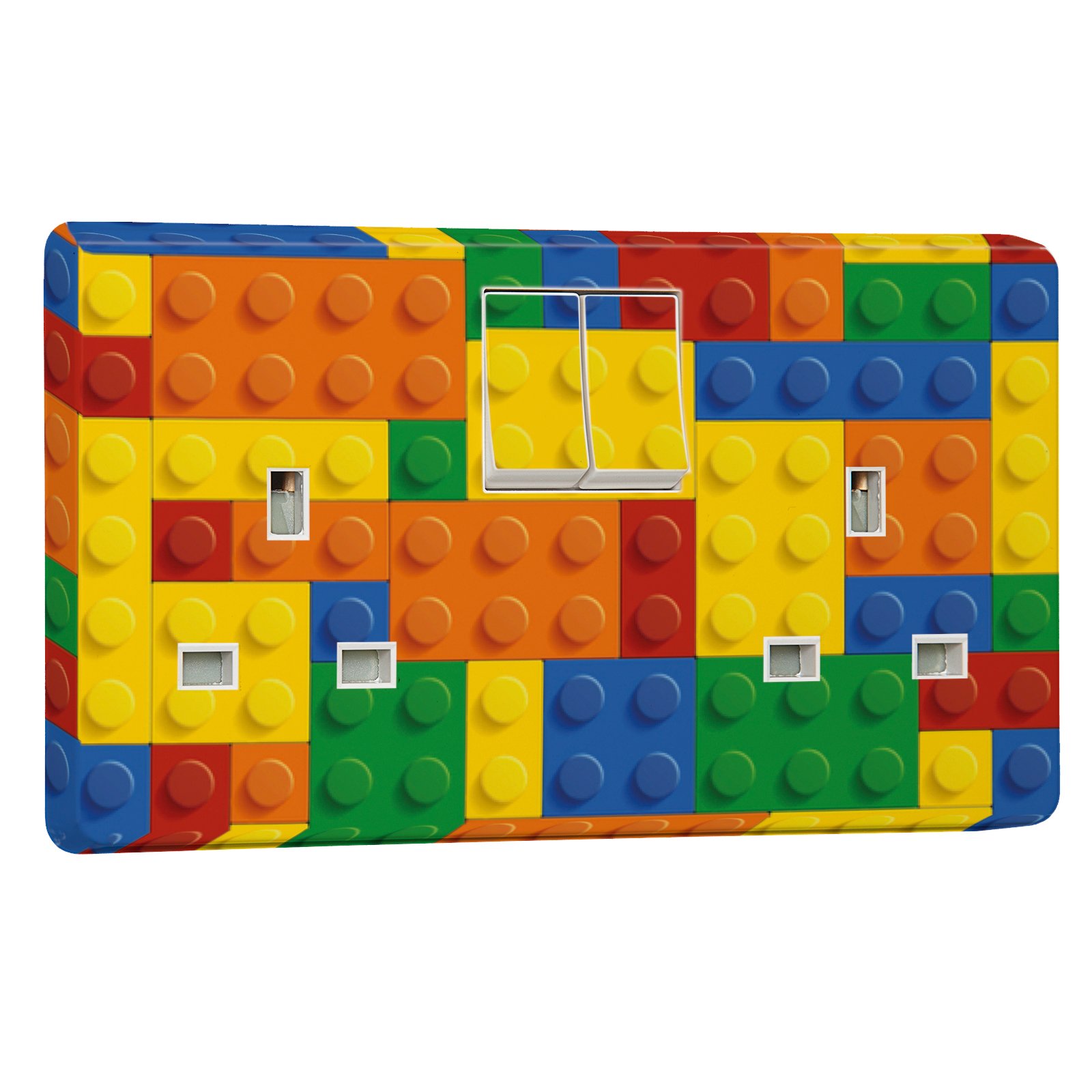 Stika.co Multicolor Bricks Blocks Design - Crabtree Double Power Socket 4306 - Self Adhesive Vinyl Stickers