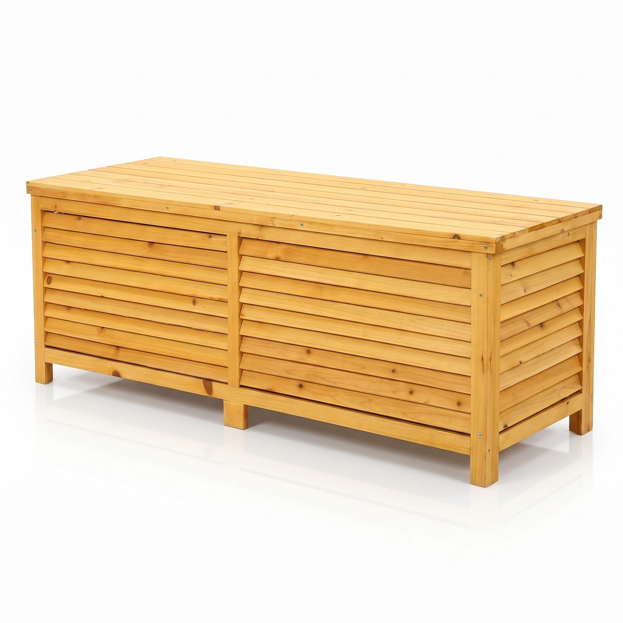 Mucola Auflagenbox Kissenbox Gartentruhe mit Deckel 140x46x52 cm Holz Braun | wetterfest und robust, Platz für Gartenpolster und Gartengeräte, aus Massivholz, individuell gestaltbar und streichbar