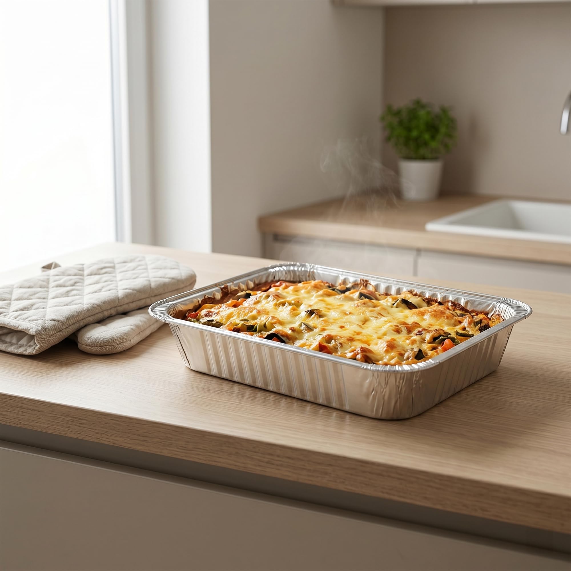 30 Stück 2200ml Aluschalen Groß, 32.5x26.2x4cm Grillschalen Aluminium Grill Tropfschale, Einweg Alu Schalen für Grill Kochen Party-Essen Servieren