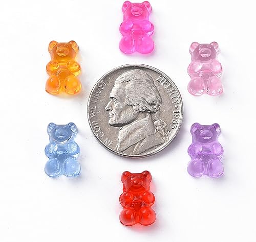 Miniatura 3 de Beadthoven - 400 cuentas acrílicas de oso con agujero, cuentas de oso de goma transparentes a granel de 0.472 x 0.315 in, surtidas, lindas cuentas