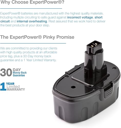 Miniatura 3 de Expertpower Batería de 18 V 1500 mAh NiCd para Dewalt DW9095, DW9096, DW9098, DC9096, DE9039, DE9095, DE9096, DE9098